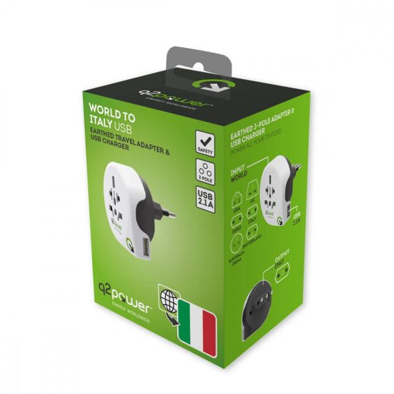 Utazóadapter World to Italy USB