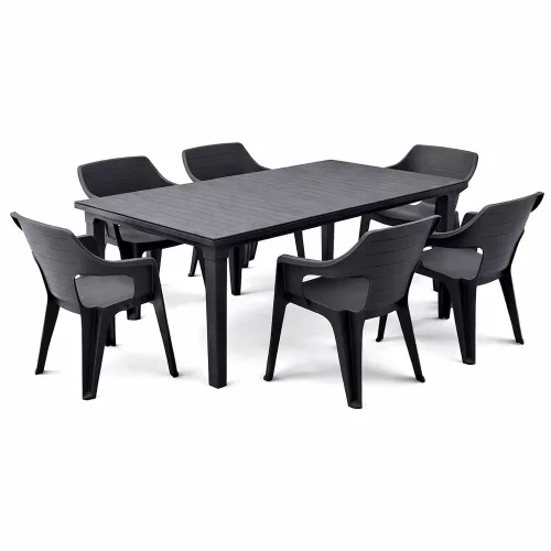 Elina 6+1 kerti bútor garnitúra szett grafit