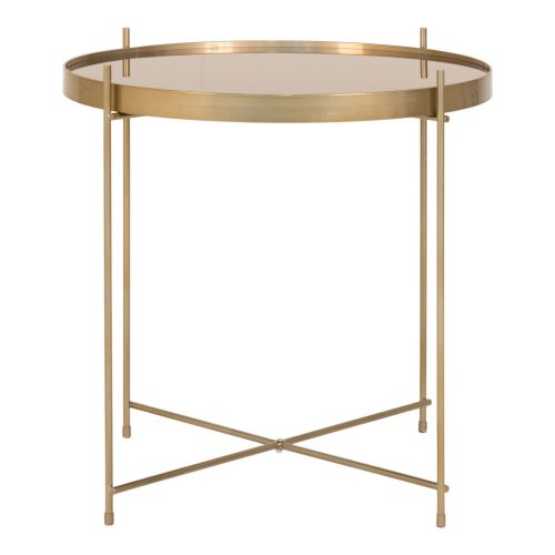 Venezia dohányzóasztal rézszínű acél, üveg Ø48xh48cm