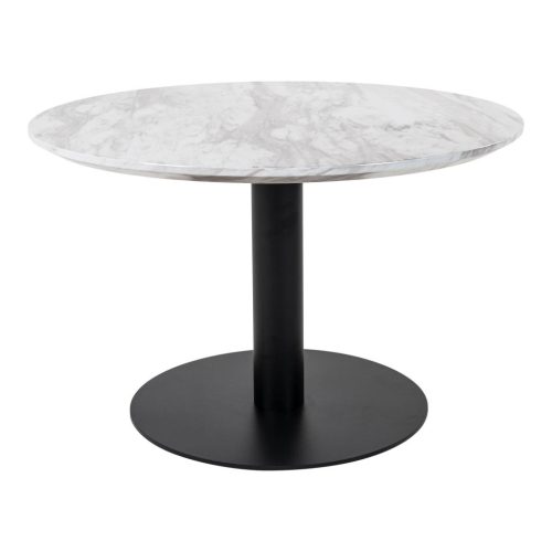 Bolzano dohányzóasztal márványhatású tetejű, fehér, fekete lábbal ø70x45 cm