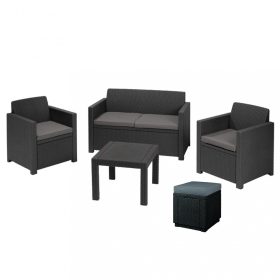 Alabamo kerti bútor garnitúra grafit színben