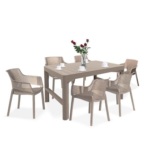 Elyon 6+1 kerti bútor garnitúra szett cappuccino