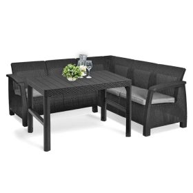 Corfu relax sarokgarnitúra lyon asztallal grafit