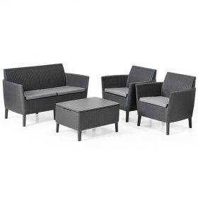 Salemo set kétülős kanapéval, 2 fotellel, kis asztallal szürke/világos szürke