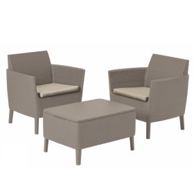 Salemo balcony kerti bútor szett 2 fotel kis asztallal - cappuccino/homok