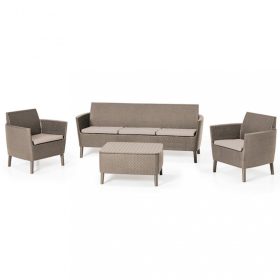 Salemo set háromülős kanapéval, 2 fotellel, kis asztallal cappuccino/homok