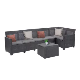 Claire VIII 6 személyes sarokgarnitúra párnatartós asztallal grafit