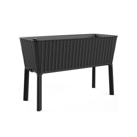 Splendor megemelt műanyag kerti virágláda 120l fonott rattan antracit