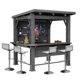 Kerti bár pavilon, bárpulttal, tetővel grafit