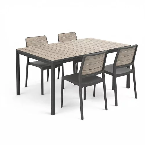 Porto Nova 160 4+1 kerti bútor garnitúra szett kőris-grafit