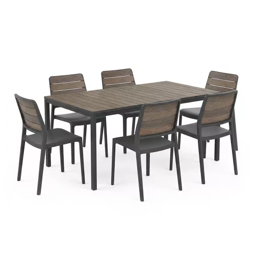 Porto Nova 200 6+1 kerti bútor garnitúra szett dió-grafit