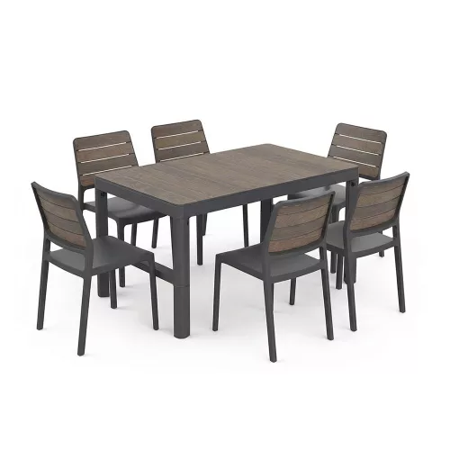 Deco Lyon 6+1 kerti bútor garnitúra szett dió-grafit