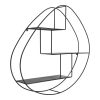 Wrexham fali polc, 3 polc, organikus forma, acél, fekete 60x12x60 cm