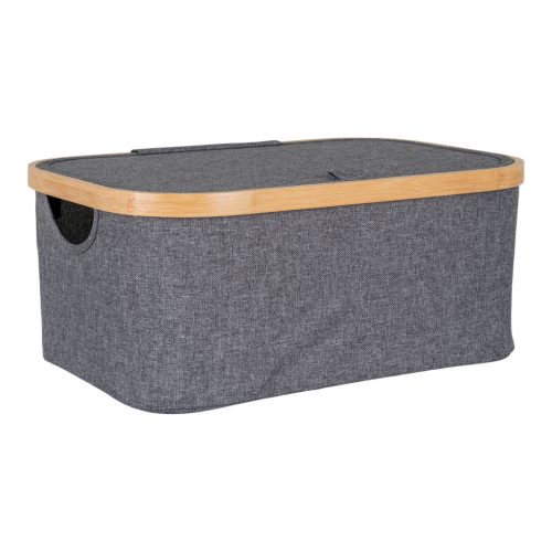 Noto kosár, bambusz/textil, sötétszürke, 38x26x16 cm
