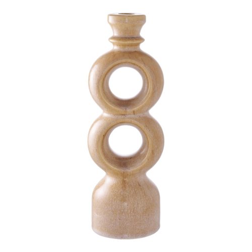 Gyertyatartó, kerámia, barna 13,5x8,8x23,4 cm