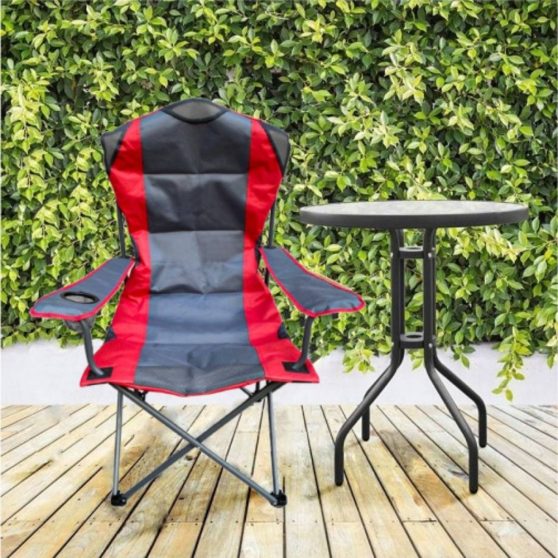 Grafit-piros kerti szék