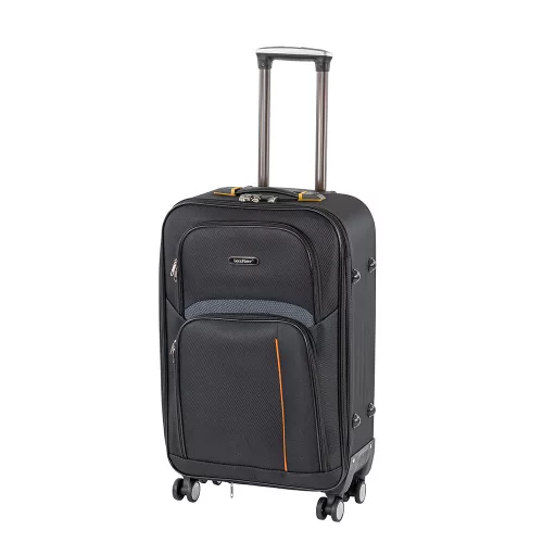 TraveLux light közepes bőrönd puha 68x45x25 cm fekete