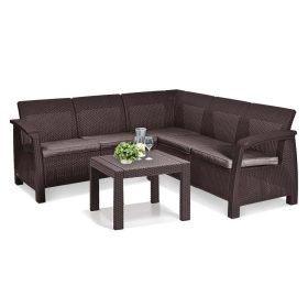 Corfu relax sarokgarnitúra rosario asztallal barna