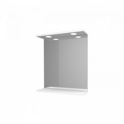   Toscano Új fürdőszoba tükör 55 cm LED megvilágítással, magasfényű festett fehér polcos