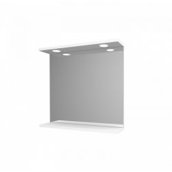   Toscano Új fürdőszoba tükör 65 cm LED megvilágítással, magasfényű festett fehér polcos