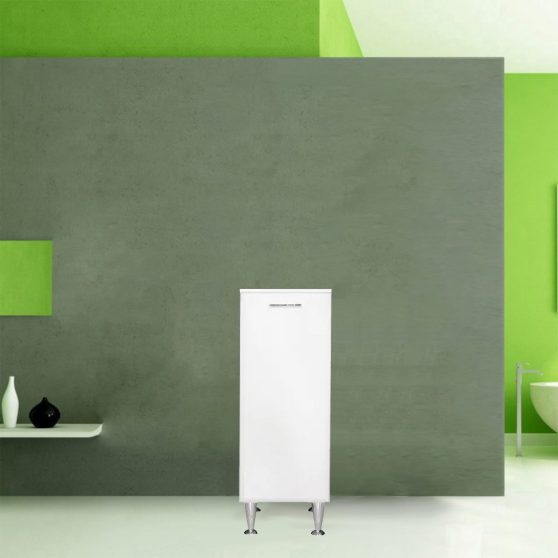 Bianca Plus 30 alacsony szekrény szennyetartóval magasfényű fehér színben