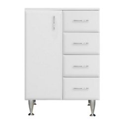   Bianca Plus 60 alacsony szekrény 1 ajtóval, 4 fiókkal,magasfényű fehér színben, balos