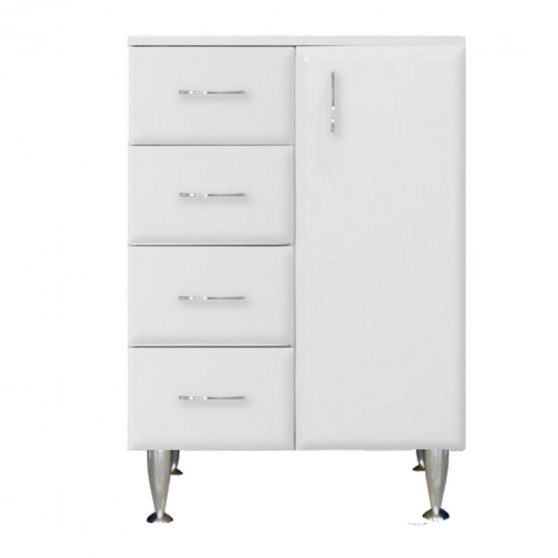 Bianca Plus 60 alacsony szekrény 1 ajtóval, 4 fiókkal,magasfényű fehér színben, jobbos