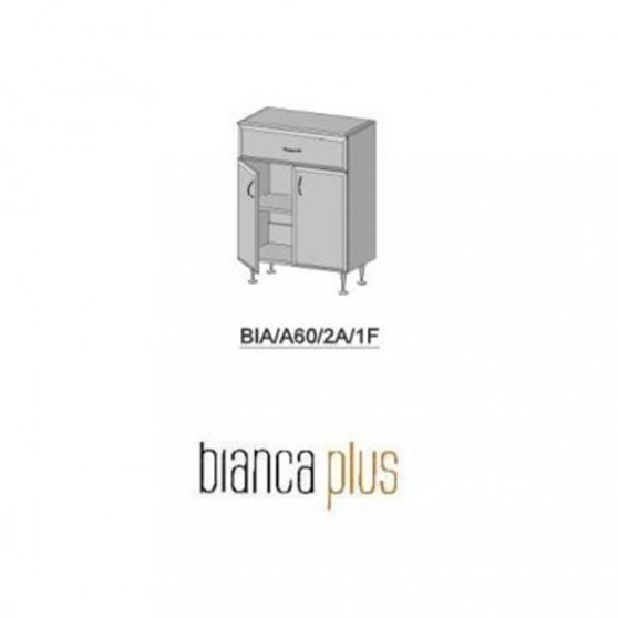 Bianca Plus 60 alacsony szekrény, 2 ajtóval, 1 fiókkal, magasfényű fehér színben
