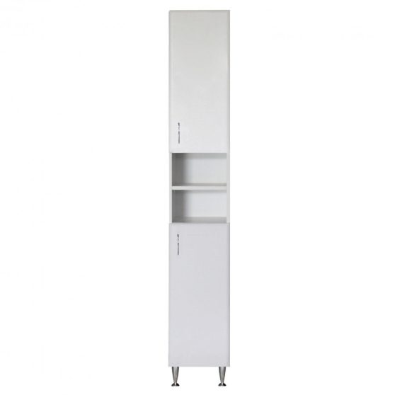 Bianca Plus 30 magas szekrény 2 ajtóval, nyitott, magasfényű fehér színben, univerzális