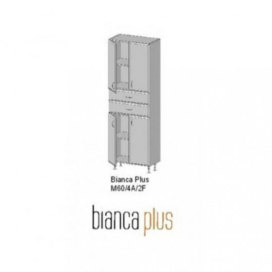 Bianca Plus 60 magas szekrény 4 ajtóval, 2 fiókkal, magasfényű fehér színben