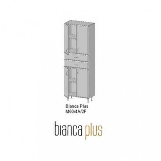 Bianca Plus 60 magas szekrény 4 ajtóval, 2 fiókkal, sötét dió színben