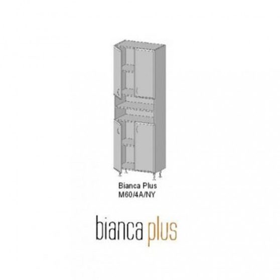 Bianca Plus 60 magas szekrény 4 ajtóval, nyitott, sötét dió színben