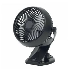 Csíptetős, akkumulátoros ventilátor, 10 cm, fekete