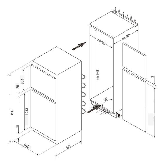 Amica EKGC16166 Beépíthető kombinált hűtő