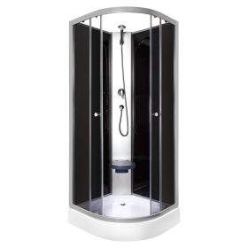 Evora Black 80 hátfalas zuhanykabin zuhanytálcával, 80x80x205 cm