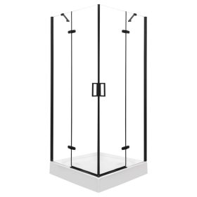 Flow Black szögletes nyílóajtós zuhanykabin 80 cm