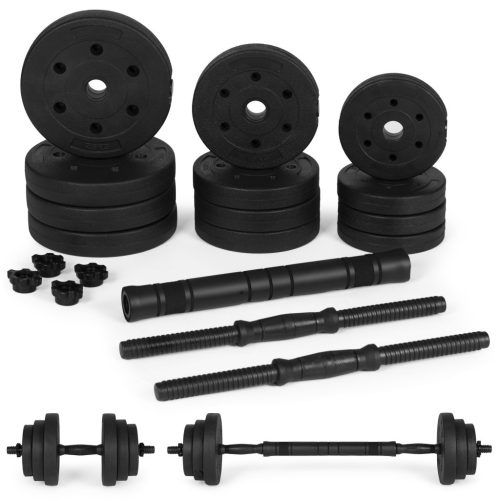 Állítható súlyzók 2x10 kg-os súlyzó készlet 20 kg-os rúddal együtt