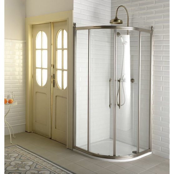 GELCO ANTIQUE íves zuhanykabin eltolható kétszárnyú ajtó 1000x1000mm transzparent üveg minta nélkül bronz