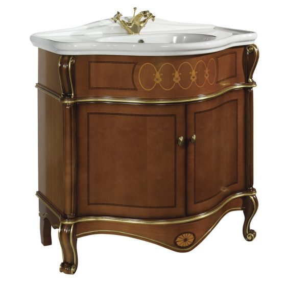 GALLO WOOD GIGLIO arany 90-S mosdótartó szekrény mosdóval szél. 90cm dió arany