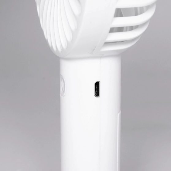 Kézi, tölthető ventilátor, 9cm, fehér