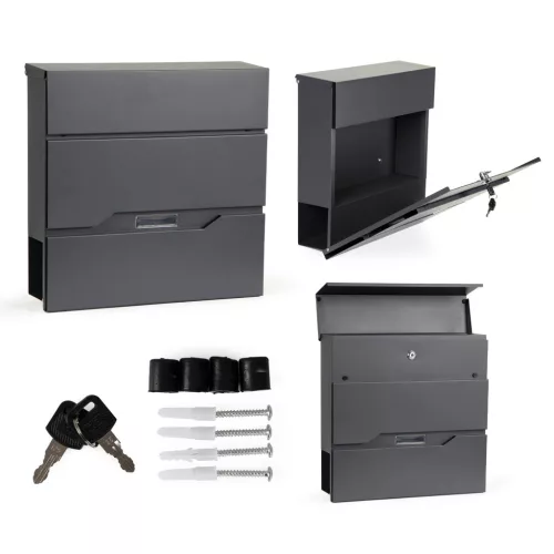 Postaláda horganyzott acélból újságtartóval antracit