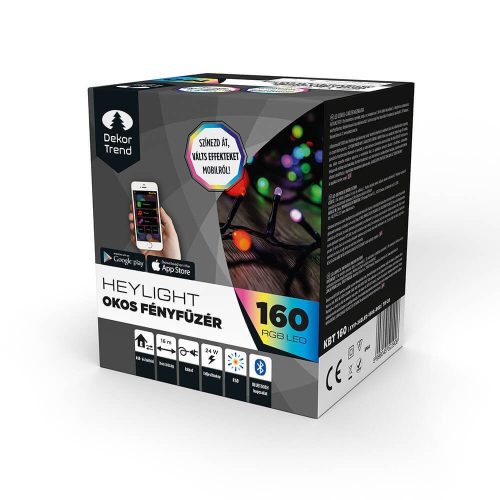 Heylight okos fényfüzér, 160 RGB LED, fekete kábel, 16 méter