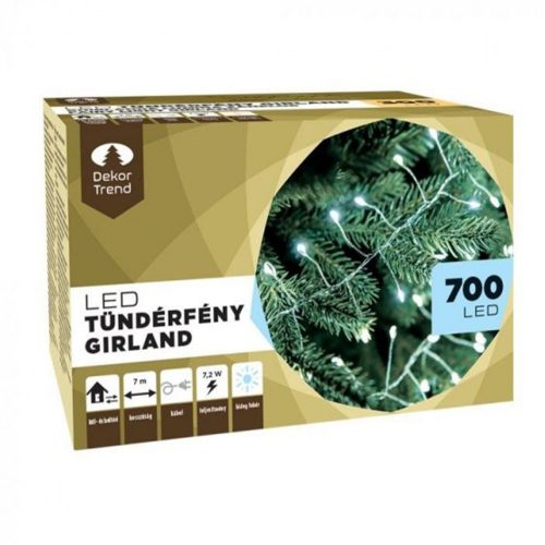 Dekortrend Tündérfény girland, ezüst kábel, 700 led, hideg fehér