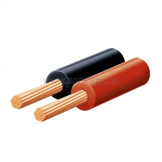 Hangszóróvezeték, piros-fekete, 2x0,15 mm, 100 m/tekercs