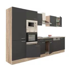 Yorki 340 konyhabútor sonoma tölgy korpusz,selyemfényű antracit fronttal polcos szekrénnyel