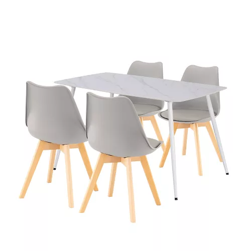 Ravena 4+1 étkező garnitúra fehér-szürke