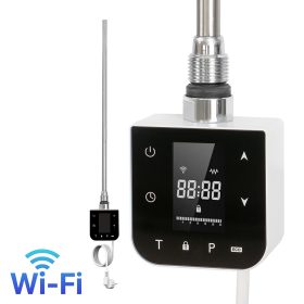   Wifi-s fűtőpatron törölközőszárító radiátorhoz digitális hőfokszabályozóval 600W fehér