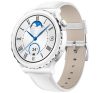 HUAWEI Watch GT 3 Pro okosóra 43mm, beépített GPS, 3D üveg, aktivitásmérő, bőr csuklópánt FEHÉR
