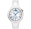 HUAWEI Watch GT 3 Pro okosóra 43mm, beépített GPS, 3D üveg, aktivitásmérő, bőr csuklópánt FEHÉR