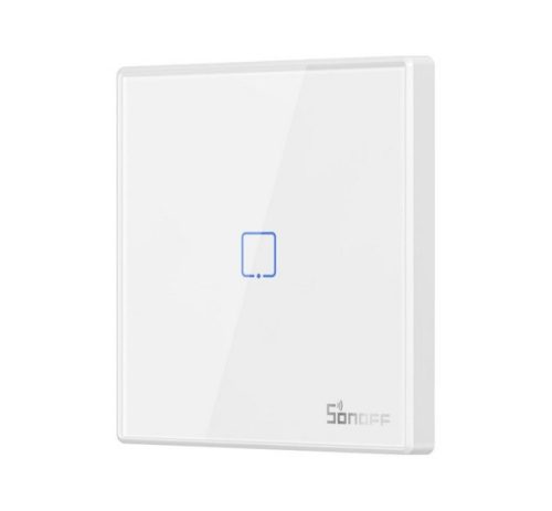 SONOFF T2 EU 1C RF vezeték nélküli kapcsoló érintőképernyős, 1 csatornás, hangvezérlés, RF 433Mhz FEHÉR